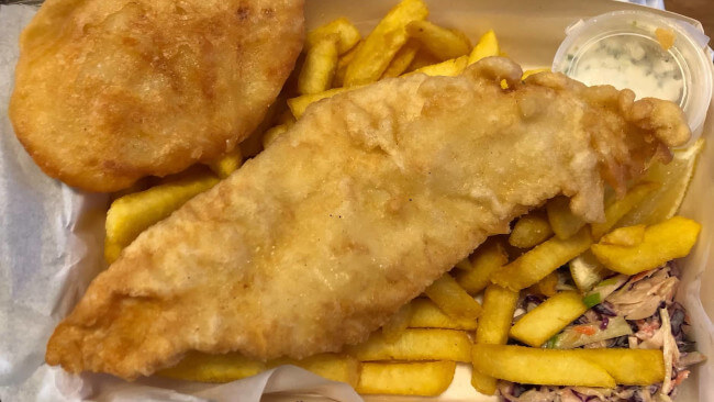 Fish and Chips at Opossum Bay Beach